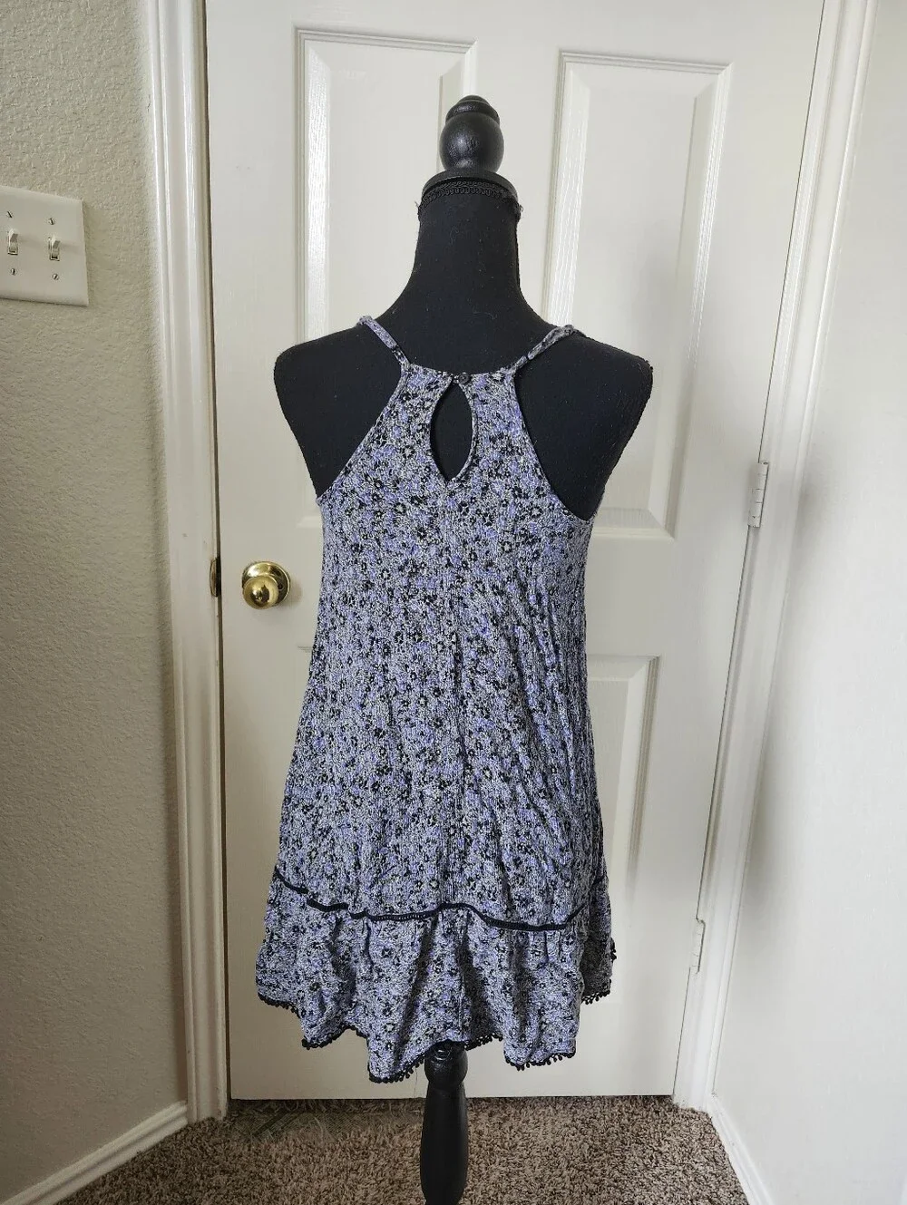 American Eagle Outfitters Lavender Blue Floral Smocked Cami Dress